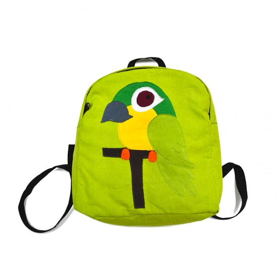 Mochila para niños guacamayo hippie. Diseño creado por Pachamama Kids