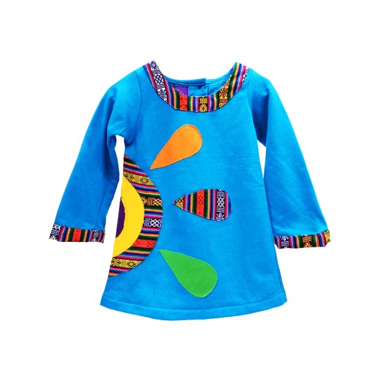 ⛄ Vestido étnico flor manga larga
