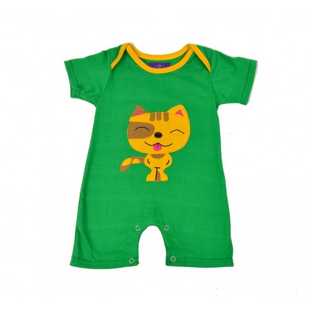 Body Bebe sin mangas divertido Gatito Verde
