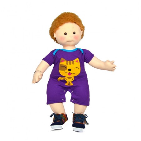 Body Bebe sin mangas divertido Gatito Morado
