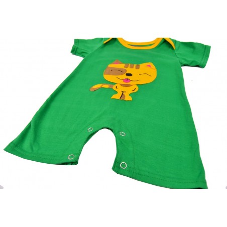 Body Bebe sin mangas divertido Gatito Verde