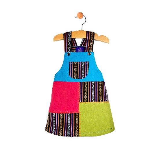 Vestido hippie étnico con tirantes gruesos, patchwork colorido para niñas desde los 6 meses hasta los 6 años,
