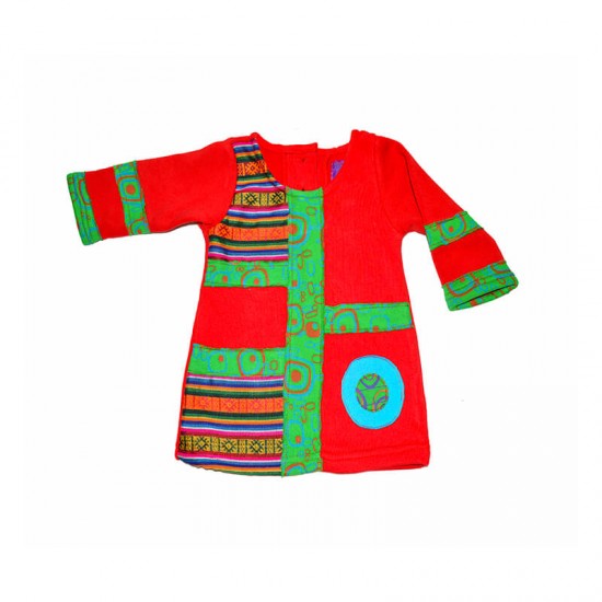 vestido para niñas con telas en forma de parches, vestido color rojo para bebes de 6 meses a niñas de 6 años