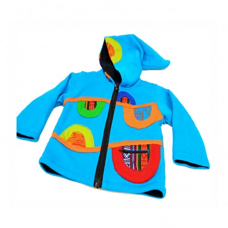 Chaqueta con forro polar color azul para niños y niñas