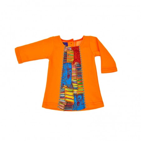 Vestido para niña estilo retro o vintage, ropa hippie niñas color naranja