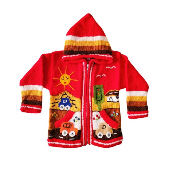 chaqueta de lana para niños color roja