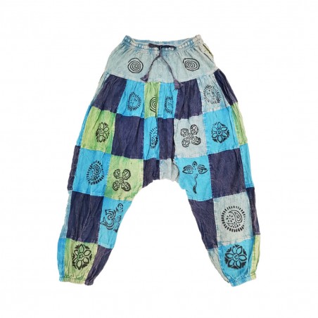 pantalón para mujer y hombre étnico de parches hecho de algodón