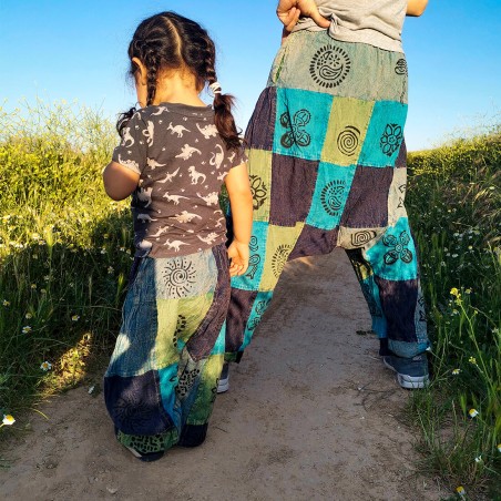 Pantalón afgano para adulto, mamá, papá, lavado en piedra estilo étnico