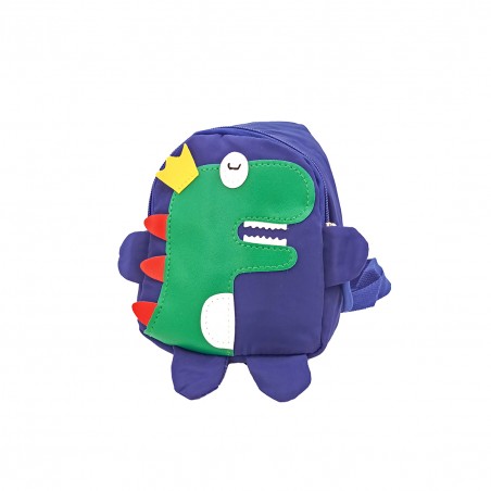 Mochila bandolera color azul de dinosaurio rey , bandolera de una asa para niños, mochila pequeña