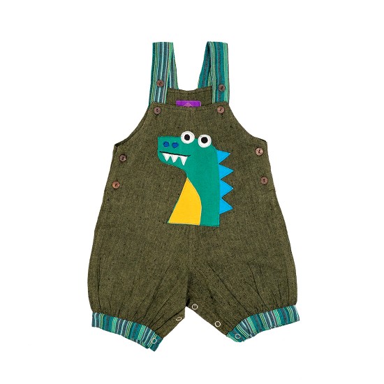 Peto, pelele, pantalon corto con diseño de dinosaurio sonriente, ropa para bebés, moda infantil, peto color verde