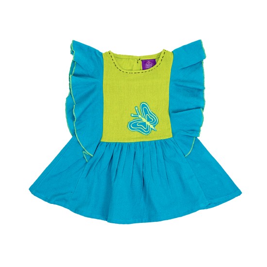 Blusa camiseta infantil color azul y verde para niñas desde los 6 meses hasta los 6 años