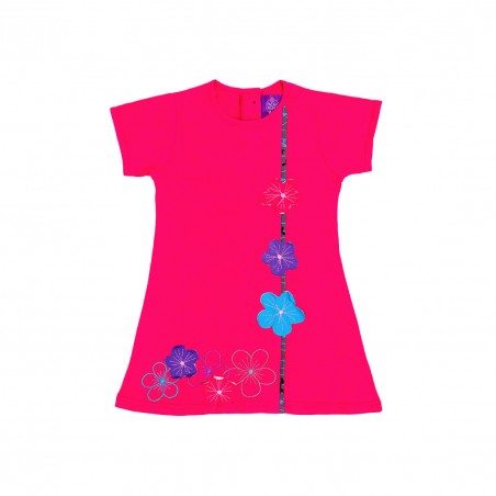 vestido rosa para niñas con flores colgantes etnico y hippie, ropa infantil colorida