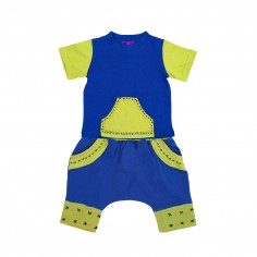 conjunto para bebés, pantalon y camiseta tipo sudadera con detalles bordados a mano estilo hippie y etnico 2