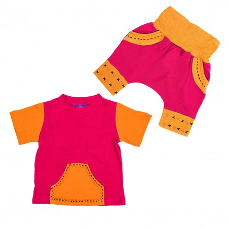 conjunto para bebés, ropa hippie para niños, pantalón bombacho bordado a mano, moda handmade infantil