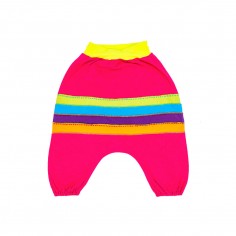 pantalon largo para bebes estilo hippie y etnico, rayas coloridas, en algodon suave, con cinturilla gruesa