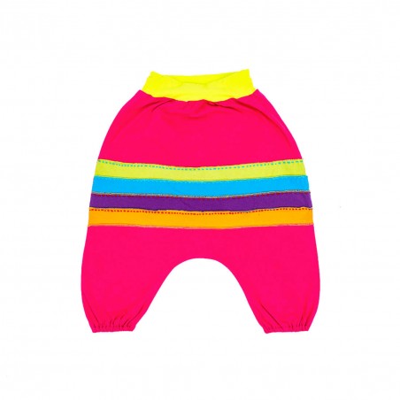 pantalon largo para bebes estilo hippie y etnico, rayas coloridas, en algodon suave, con cinturilla gruesa