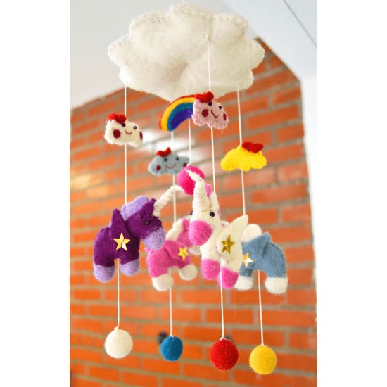 Móvil Carrusel Unicornio de Fieltro, regalos alternativos para bebes