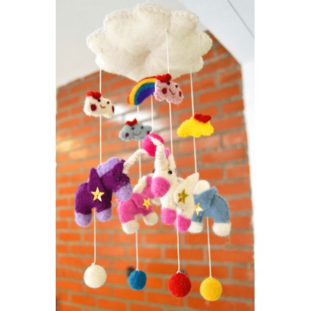 Móvil Carrusel Unicornio de Fieltro, regalos alternativos para bebes